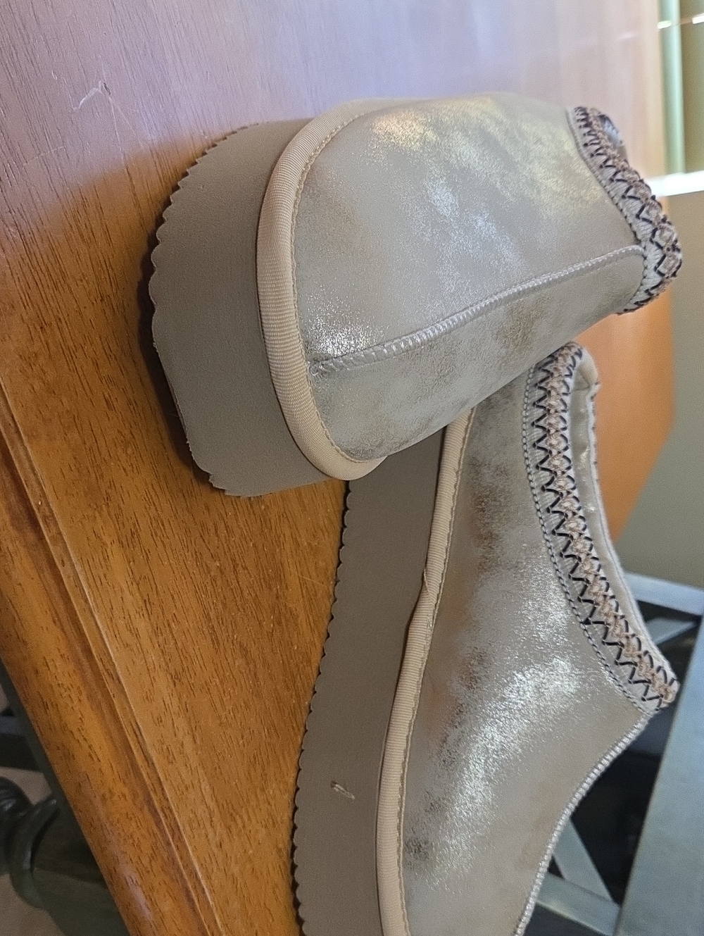 Women's Metallic Taupe Slip-On Platform Shoe